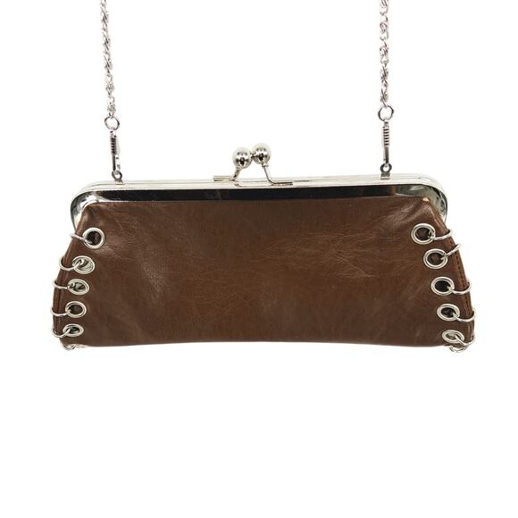 Bijoux Terner Brown  Leather Shoulder Evening Bag Purse Pocketbook - Picture 3 of 8